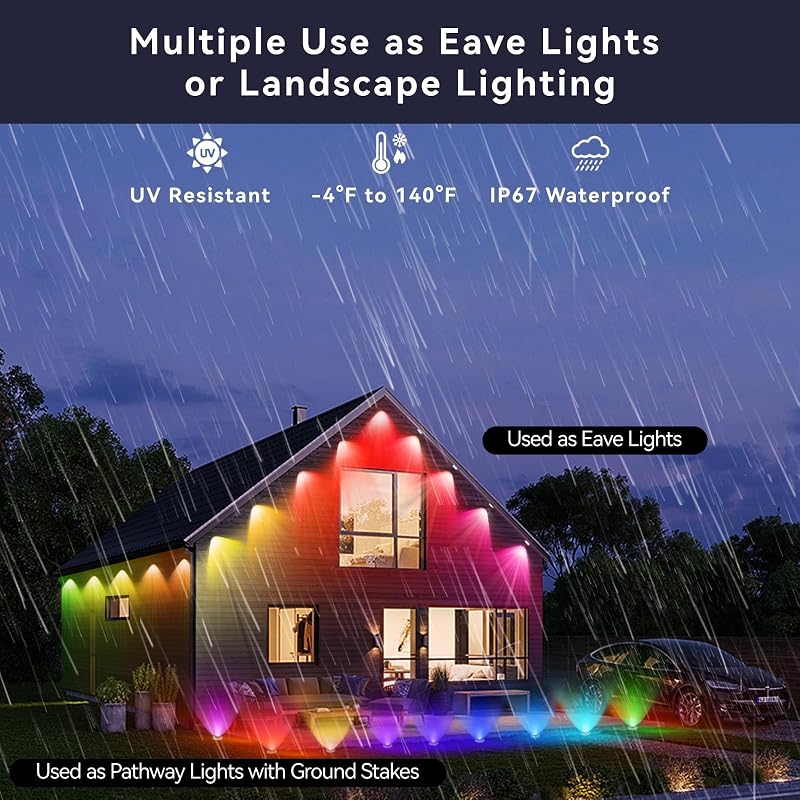 Luces LED RGB IP67 impermeables 72 luces 75 modos exterior