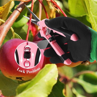 4 Pack Tijeras Podar Jardín Acero Inox Rosa