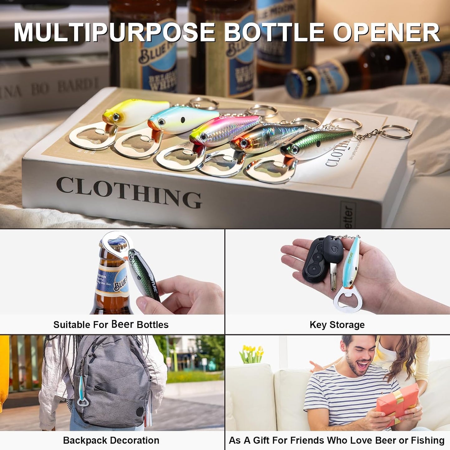 Abridor botellas 5 pzas forma minnow regalo hombres mujeres