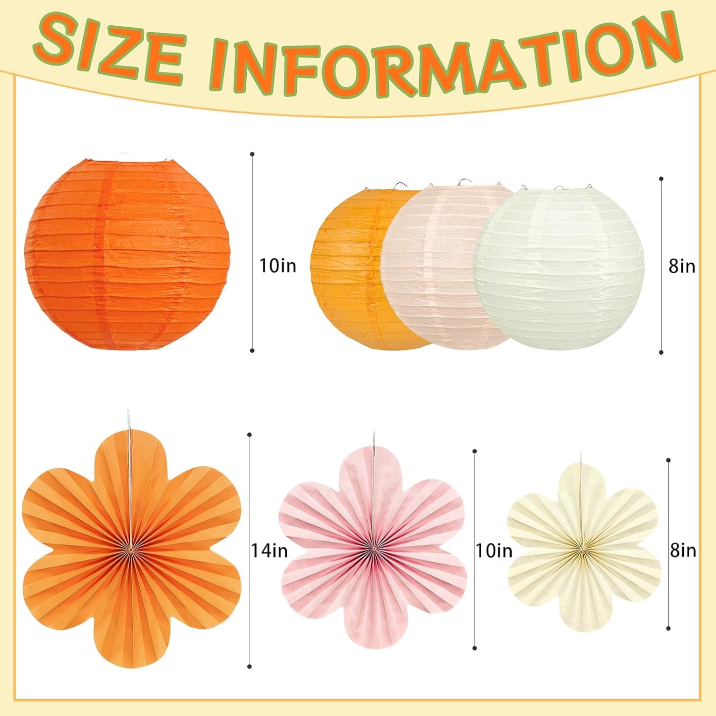 18 Pzas Decoración Fiesta Rosa Naranja Faroles Papel Niñas Mujeres