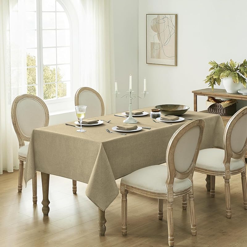 Mantel lino sintético 60x120pulg impermeable para mesa grande