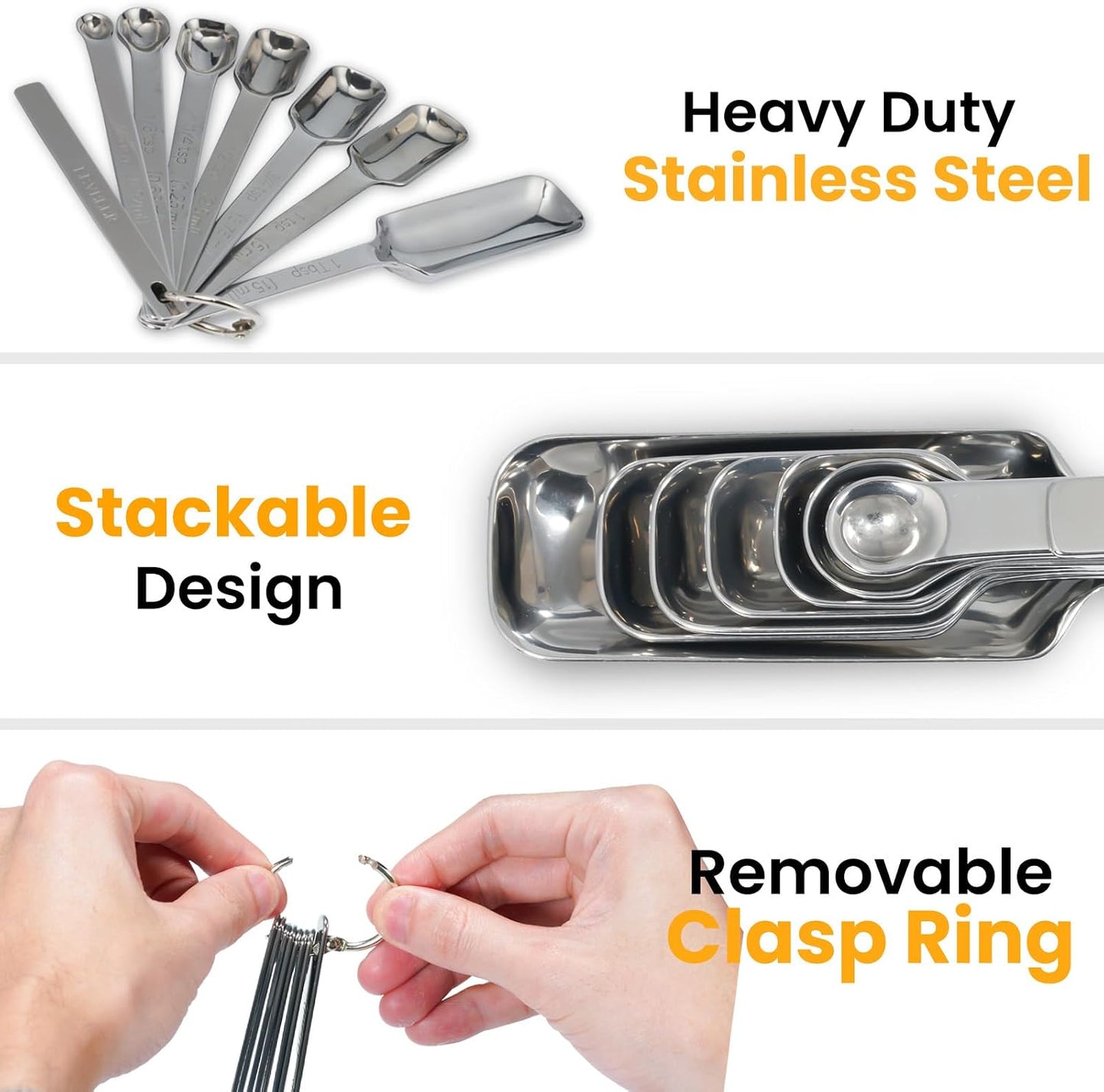 Set 8 cucharas medidoras acero inox compactas para especias
