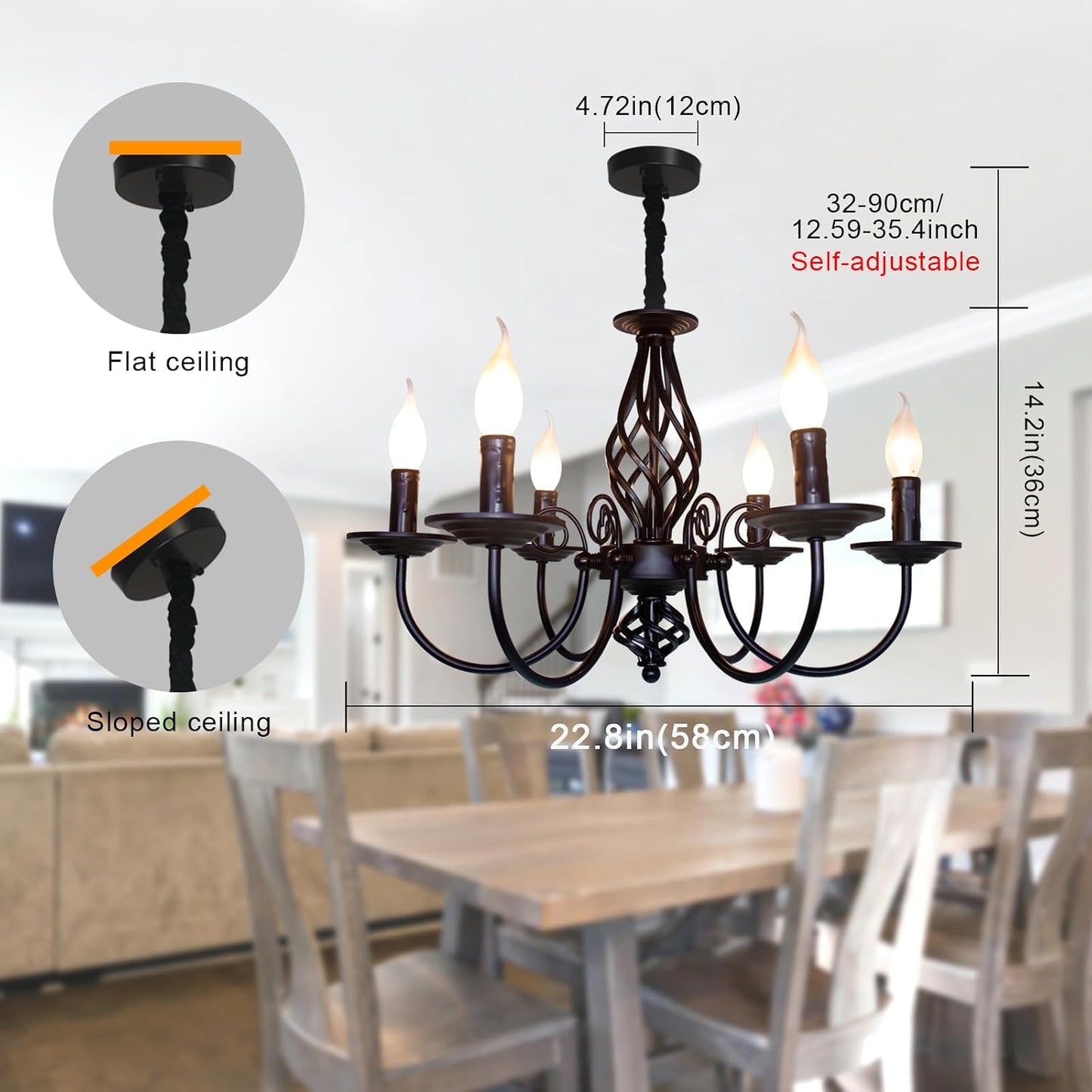 Candelabro francés vintage 6 luces para comedor
