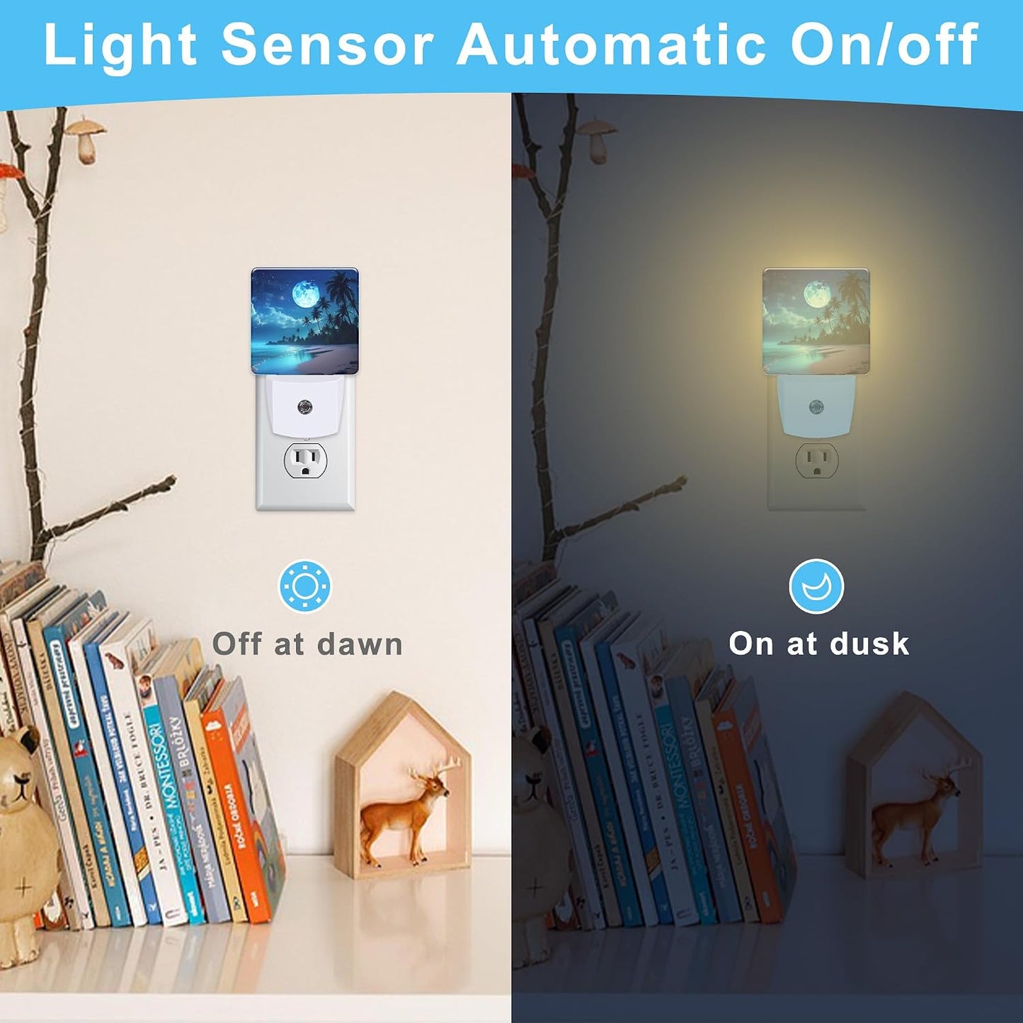 Luz nocturna enchufable con sensor para niños baño