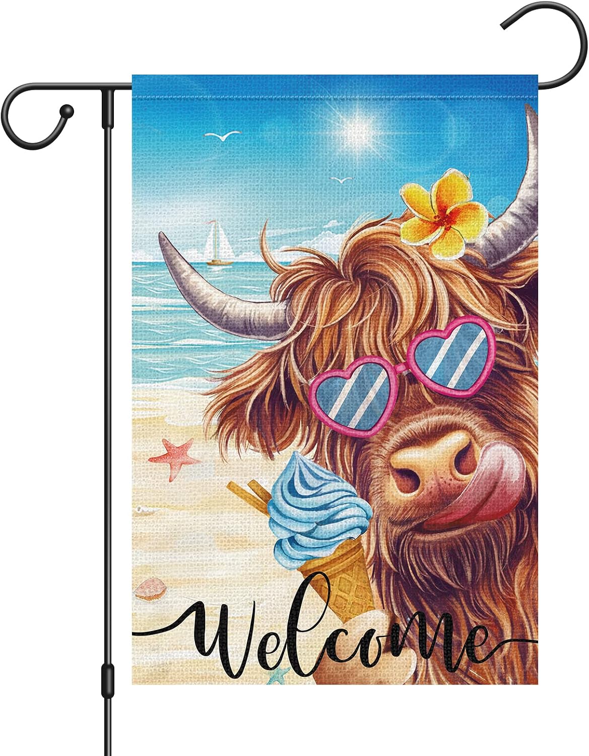 Bandera jardín vaca 12x18" doble cara decoración