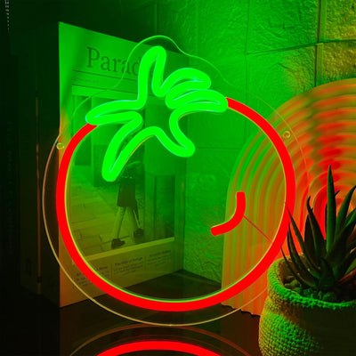 Letrero neón tomate LED 9.4x10.2pulg regulable USB habitación