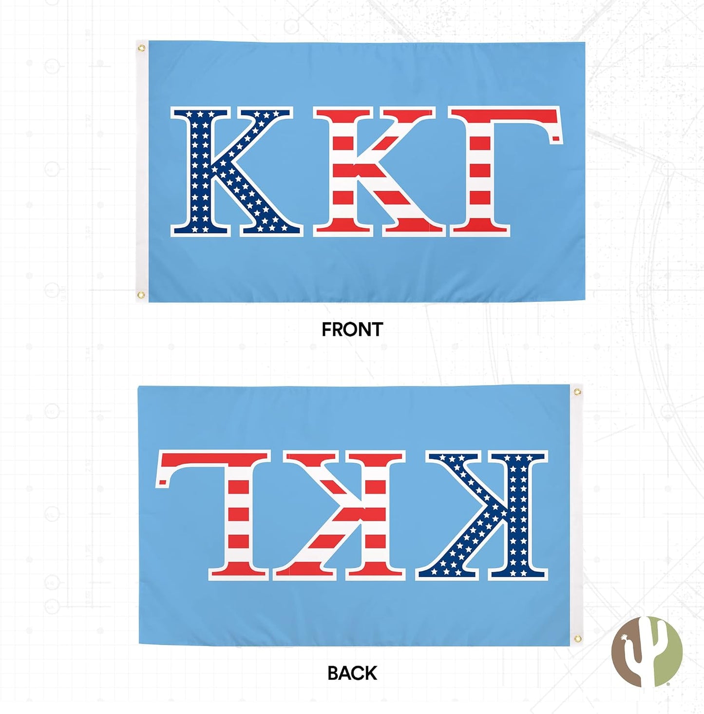 Bandera KKG Estados Unidos 3x5pies decoración hermandad griega