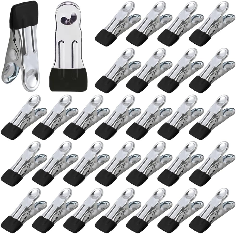 Clips acero inox multiusos para ropa toallas fotos 30 negro
