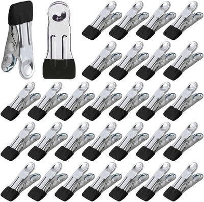 Clips acero inox multiusos para ropa toallas fotos 30 negro