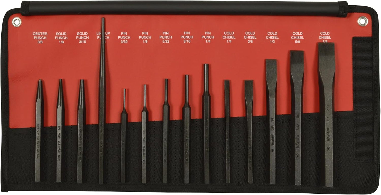 Kit punzón cincel 14 pzas color negro
