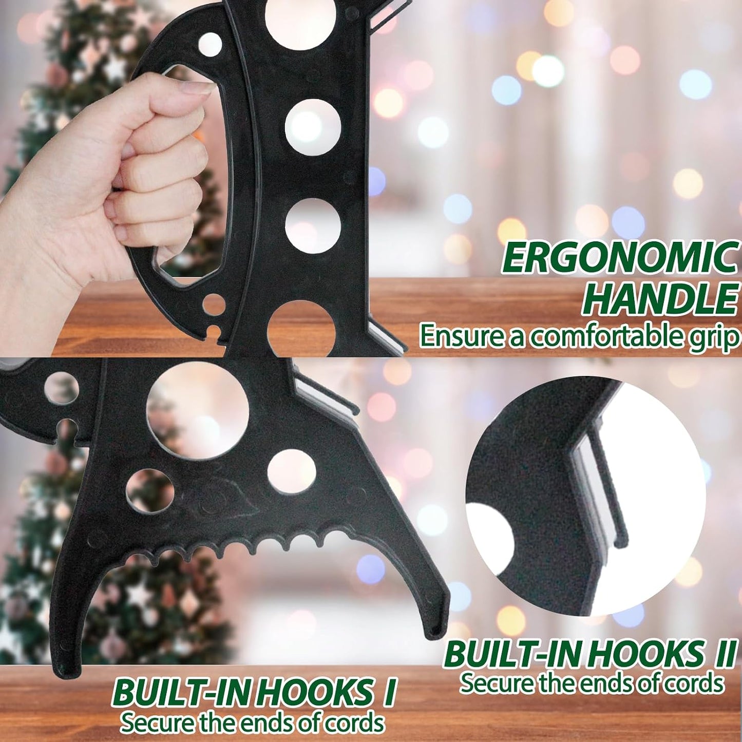 4 Soportes Almacenamiento Luces Navidad Negro