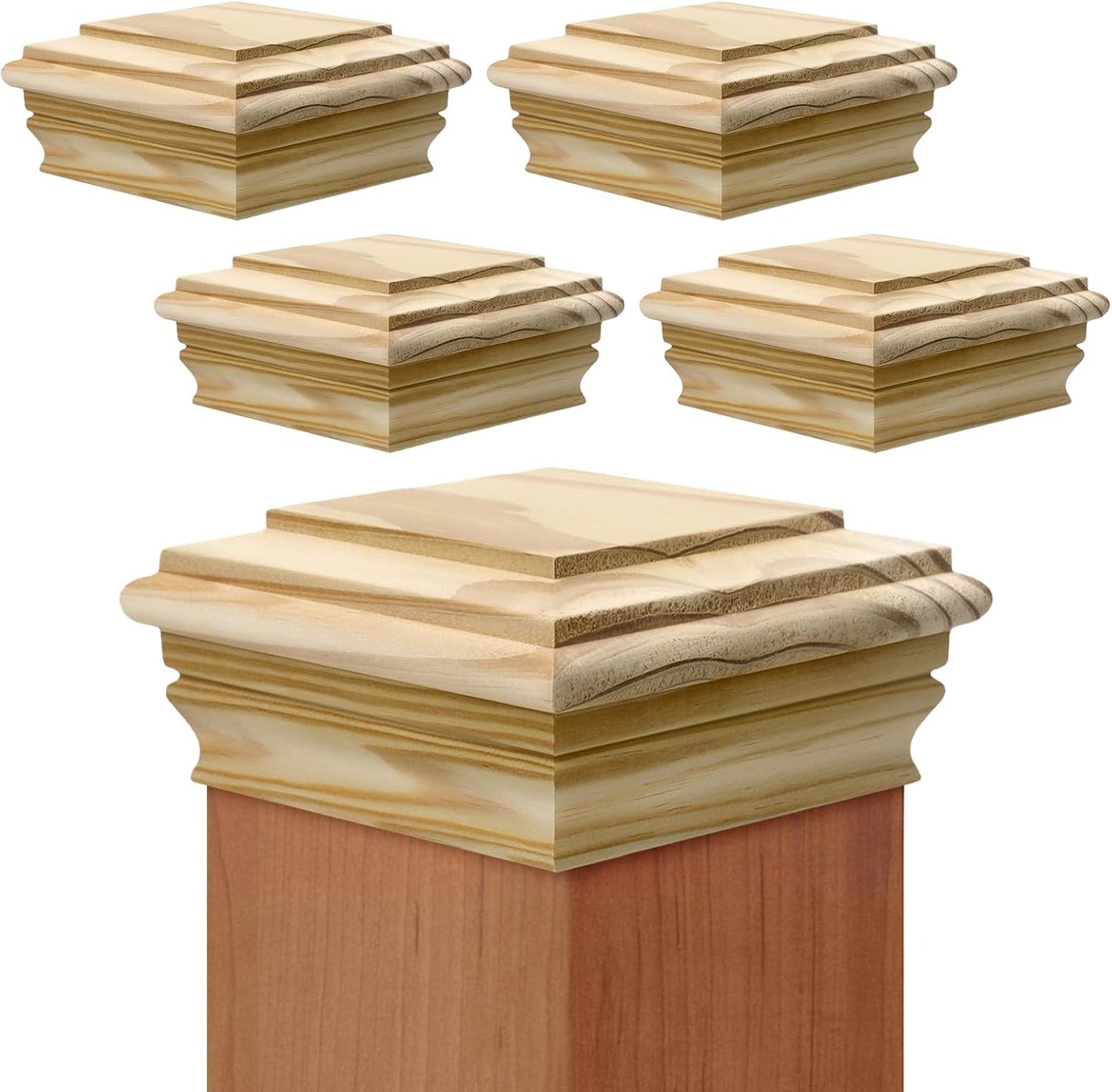 4 Tapas Madera Cedro 6x6pulg Protección Valla