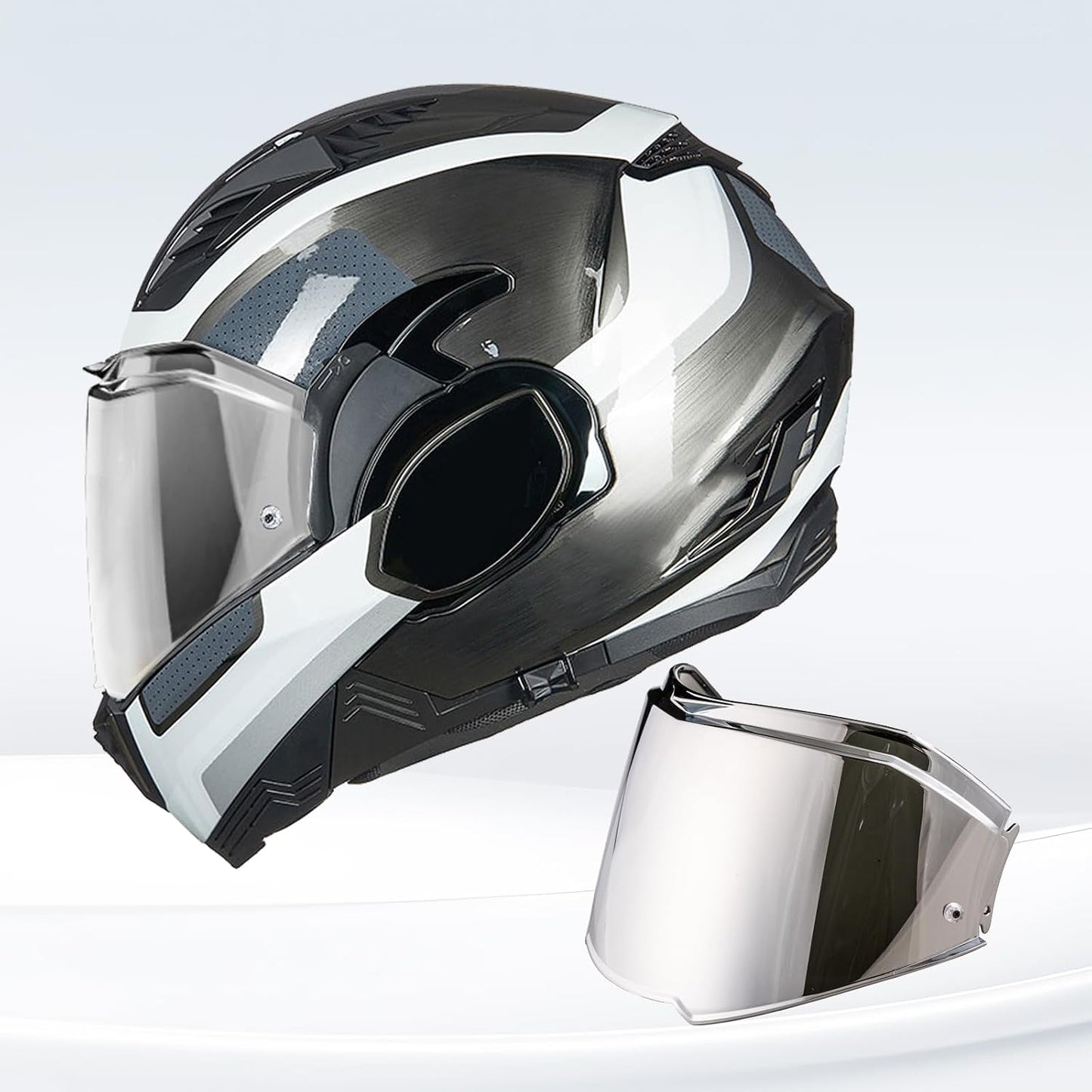 Visor protección cara casco Valiant II cromo plateado
