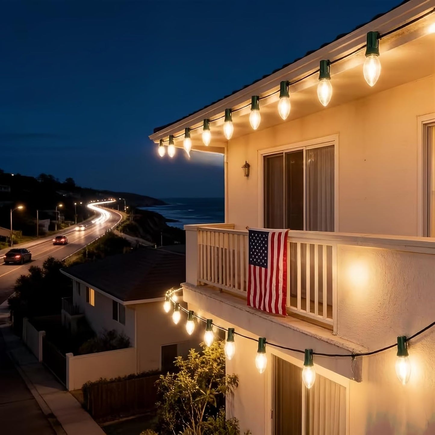 Bombillas LED blanco cálido pack 25 E17 y luces navidad C9
