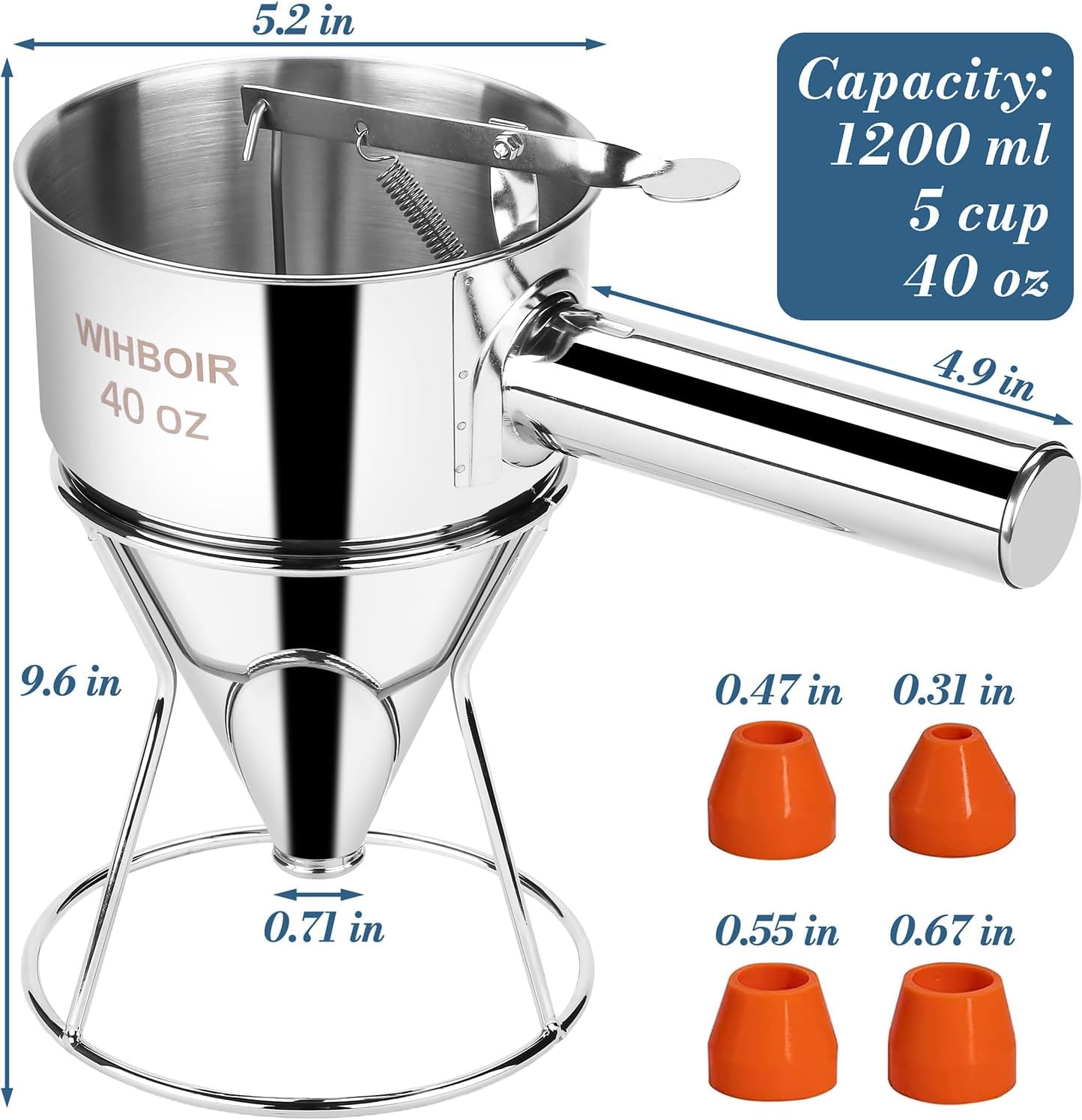 Dispensador masa panqueques acero inox mango 40oz