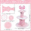 Lazo rosa 3 niveles reutilizable soporte cupcakes fiesta