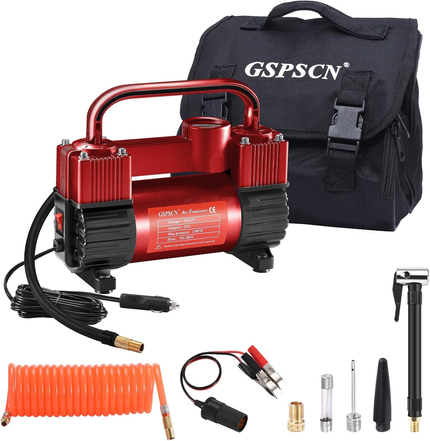 Inflador neumáticos doble 12v 150psi con bolsa portátil