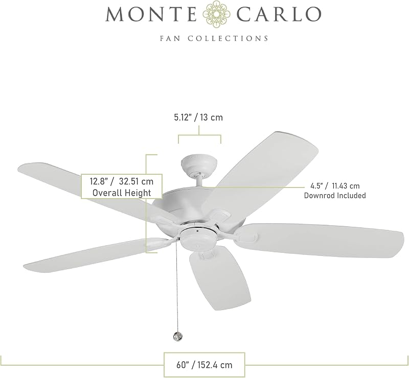 Ventilador techo exterior 60pulg 5 cuchillas color blanco