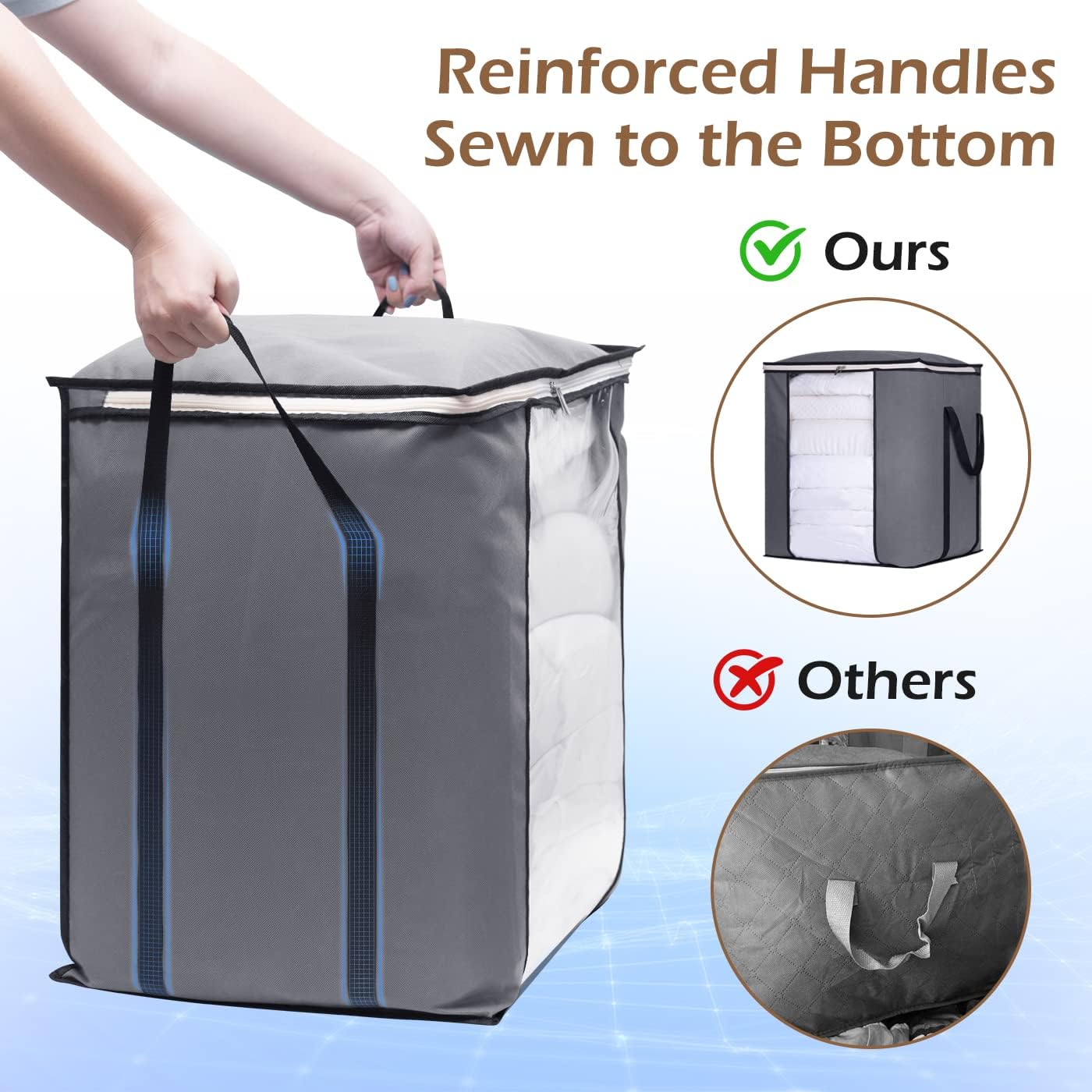 Bolsas almacenamiento mantas 120L tela resistente edredón