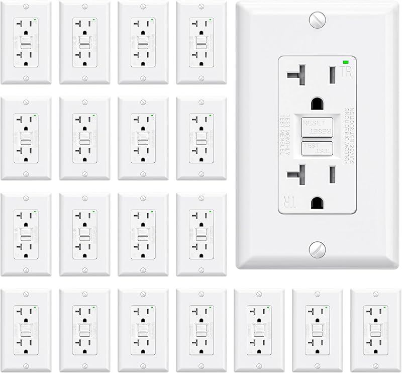 Toma corriente GFCI 20A auto prueba LED cert UL paq 20