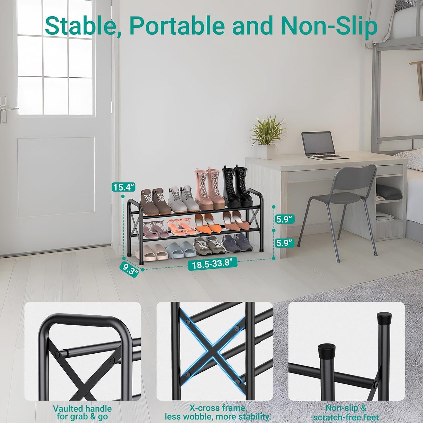 Zapatero expandible 2 niveles metal ajustable