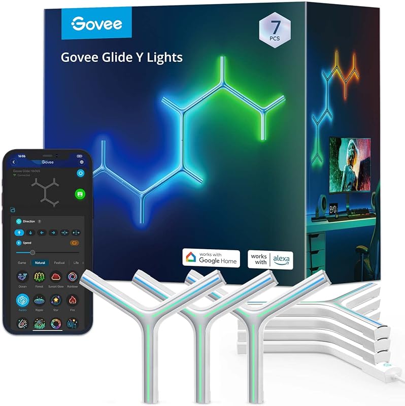7 Luces LED Pared Wi-Fi RGB Sincronización Música Set