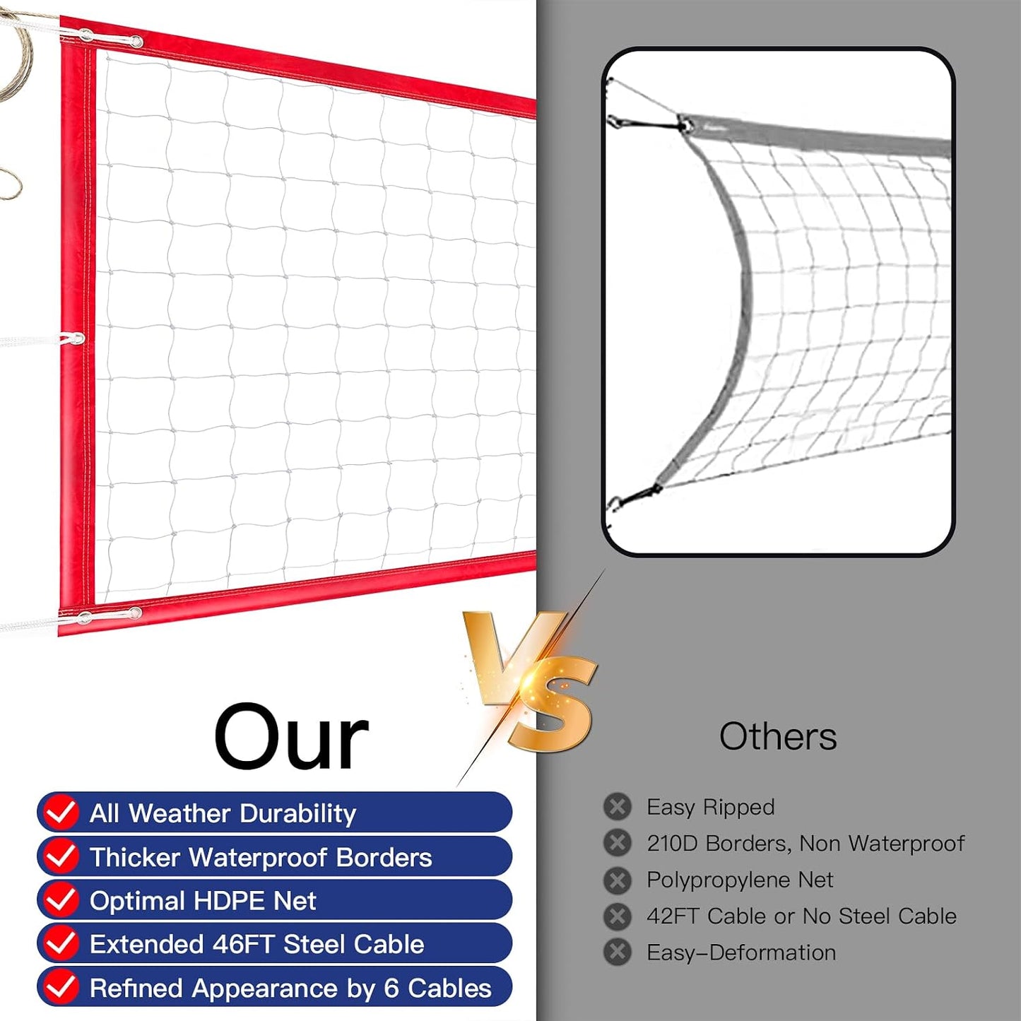 Red voleibol exterior acero inox cable extendido bordes gruesos