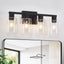 Lámpara tocad. baño 4 luces estilo rústico vidrio