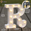 Letrero LED con letra R y números 0-9 blanco cálido para bares