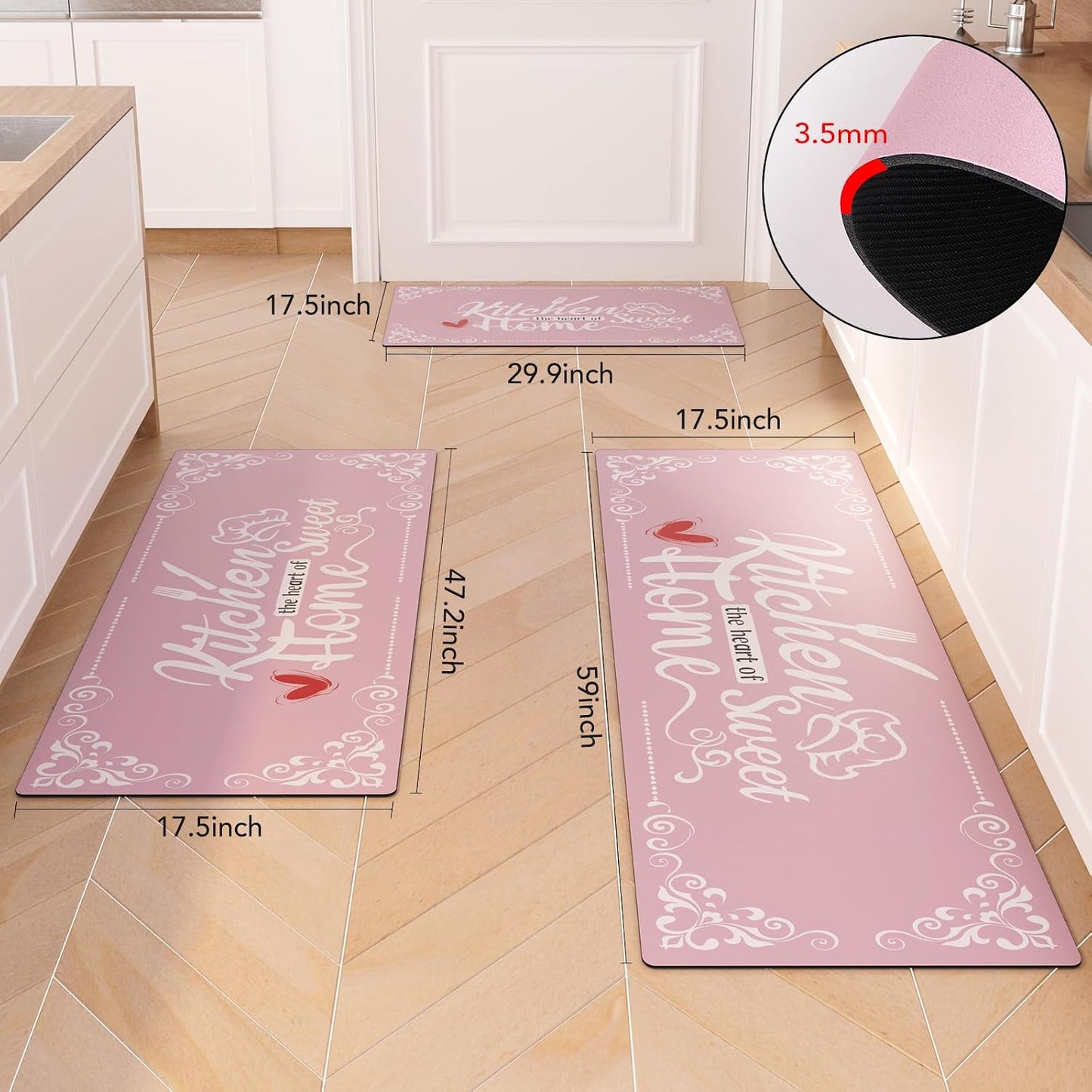 Alfombrillas cocina rosas antideslizantes acolchadas