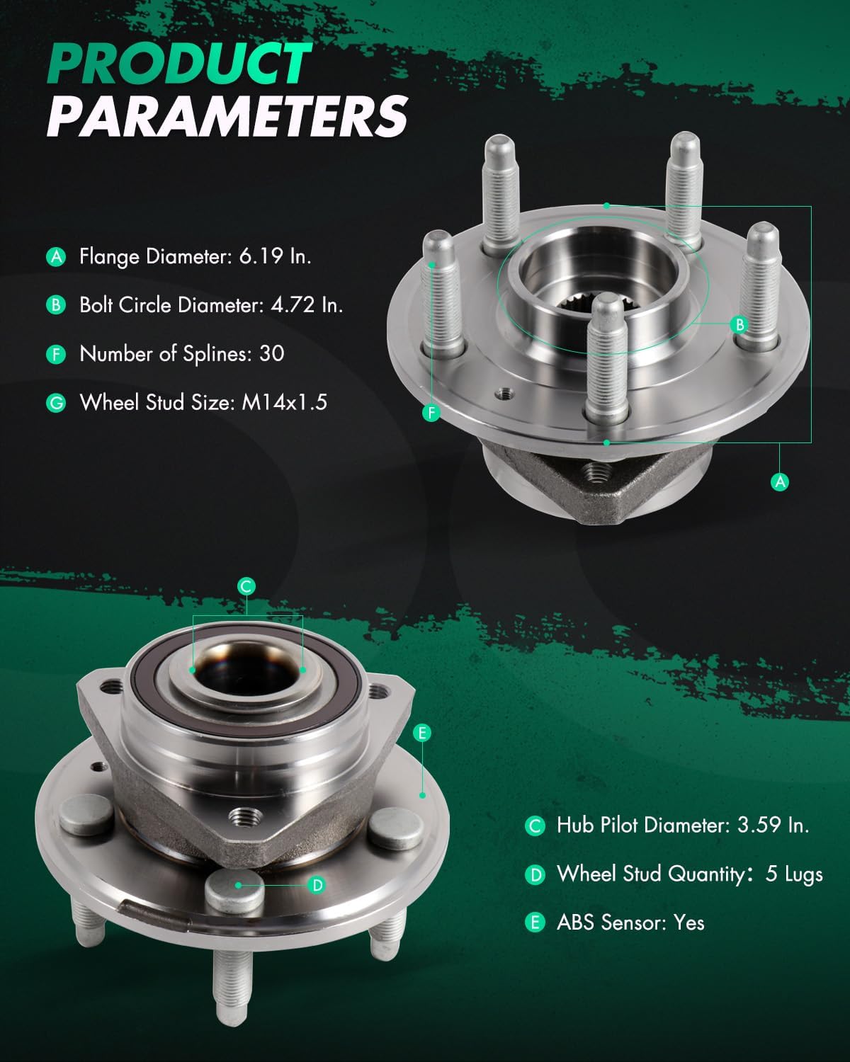 Kit rodamiento cubo rueda delantera Chevy 2010-19