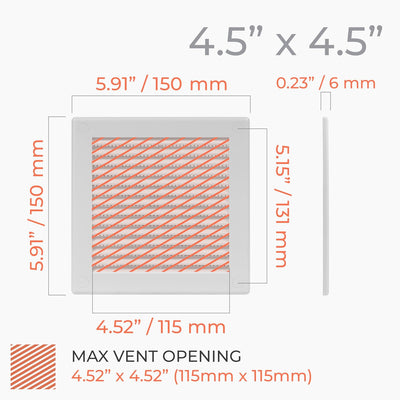 5 Pzas Cubierta Ventilación Plástico Blanco 15x15cm