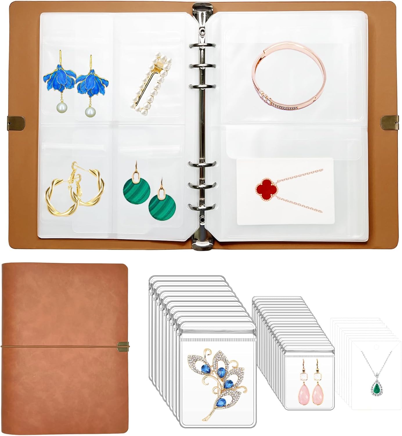 Organiz. joyas viaje cuero PU 70 cuadrículas