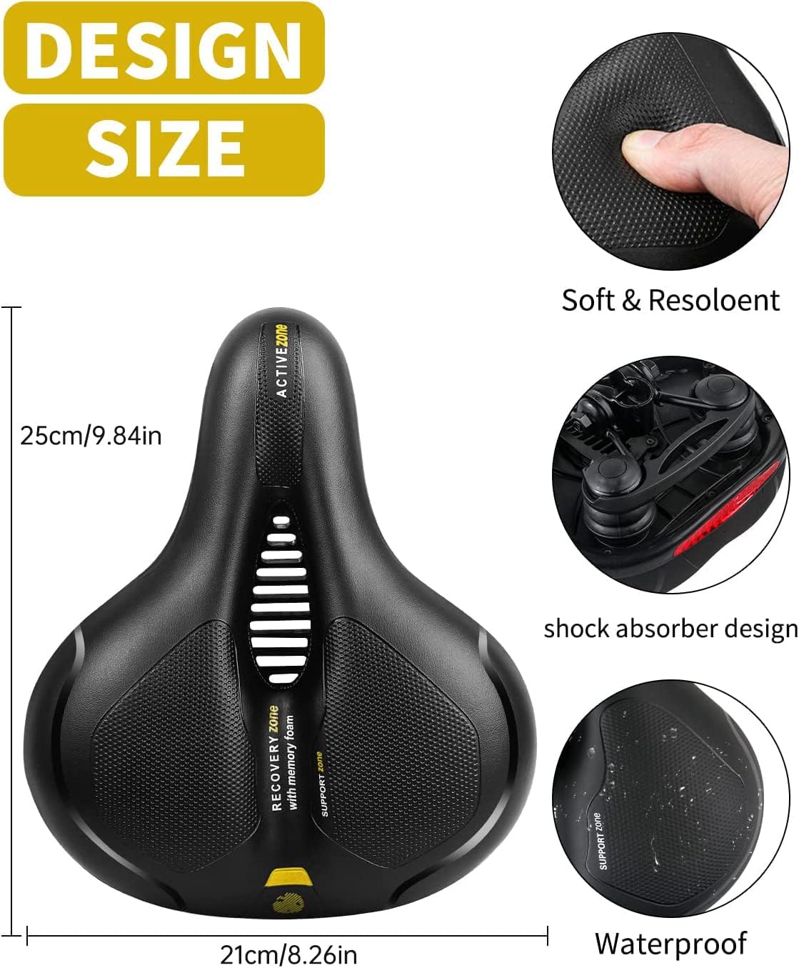 Cojín asiento bicicleta ancho doble absorción viscoelástica