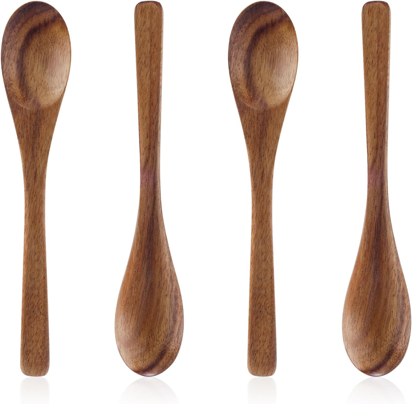 Set 4 cucharas madera 6.3pulg para servir miel azúcar sopa té