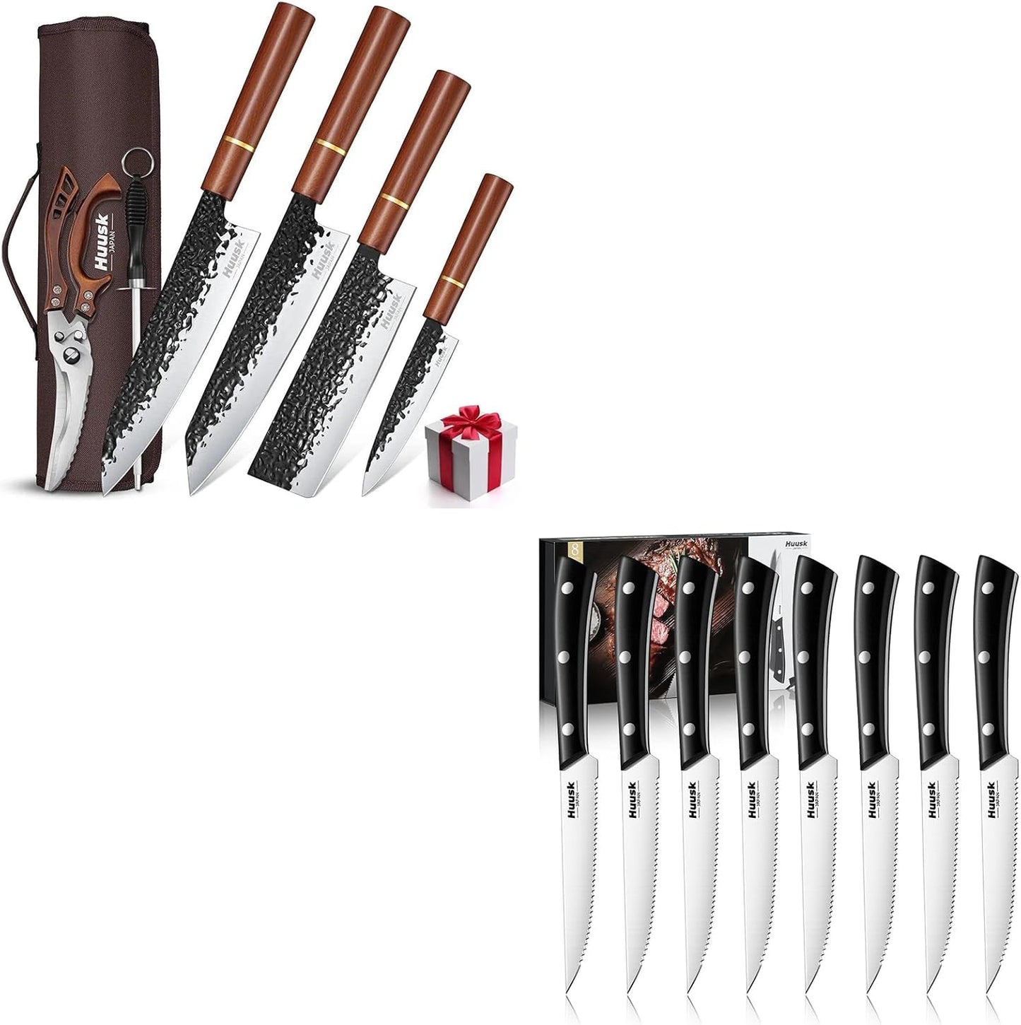 Set 6 Cuchillos Japoneses con Cubiertas y 8 Cuchillos de Carne
