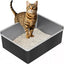 Caja arena acero inox antiadherente alta para gatos