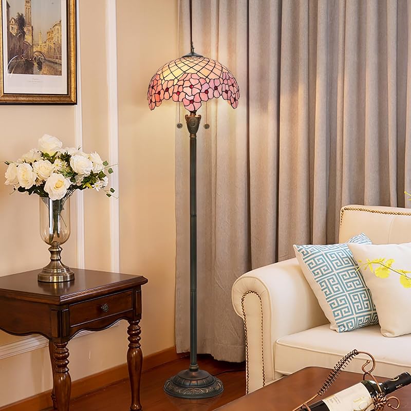 Lámpara pie estilo flor cerezo cristal sala dormitorio