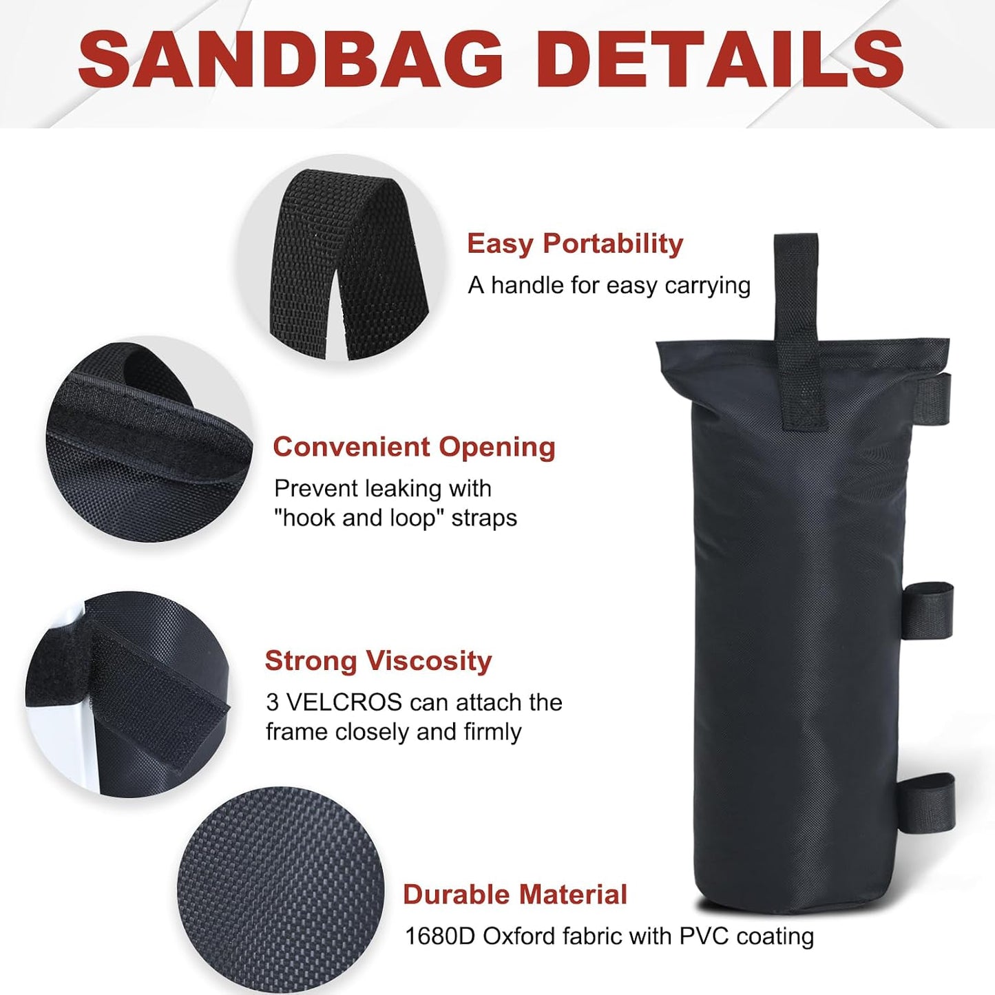 Bolsas arena carpa 150lb set 4 negro sin arena