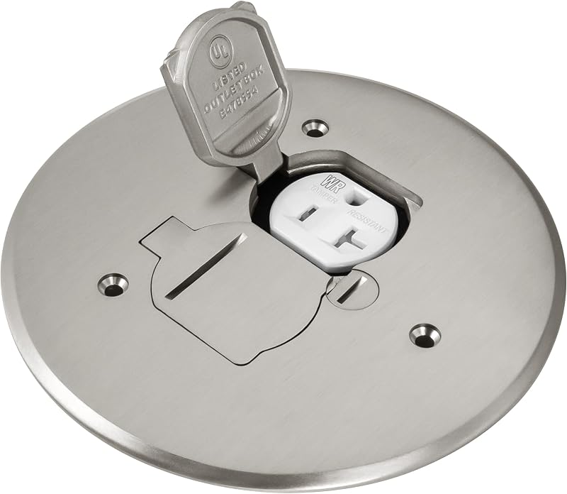 Tapa doble abatible caja piso 5.75" UL latón niquelado
