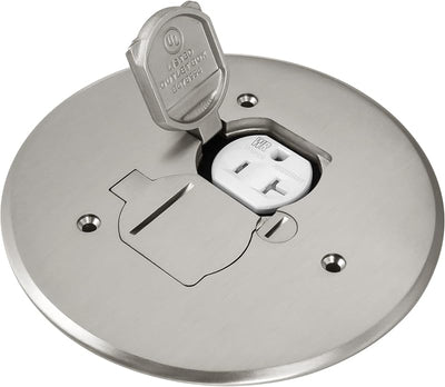 Tapa doble abatible caja piso 5.75" UL latón niquelado