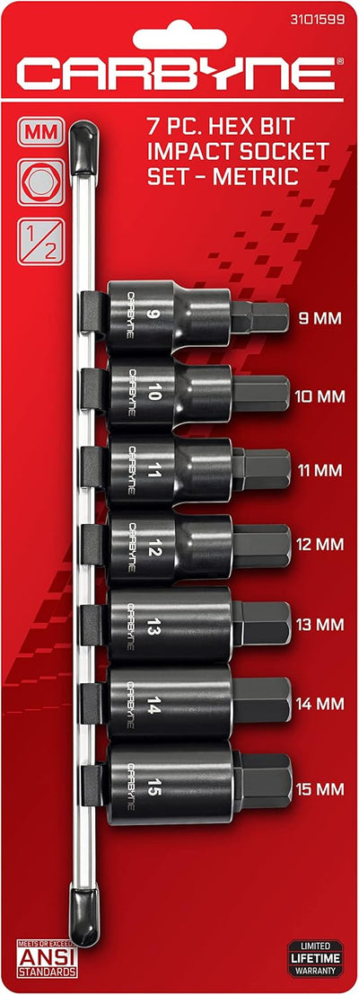 Set 7 Pzas Llaves Impacto Hex Métricas 1/2" Acero S2
