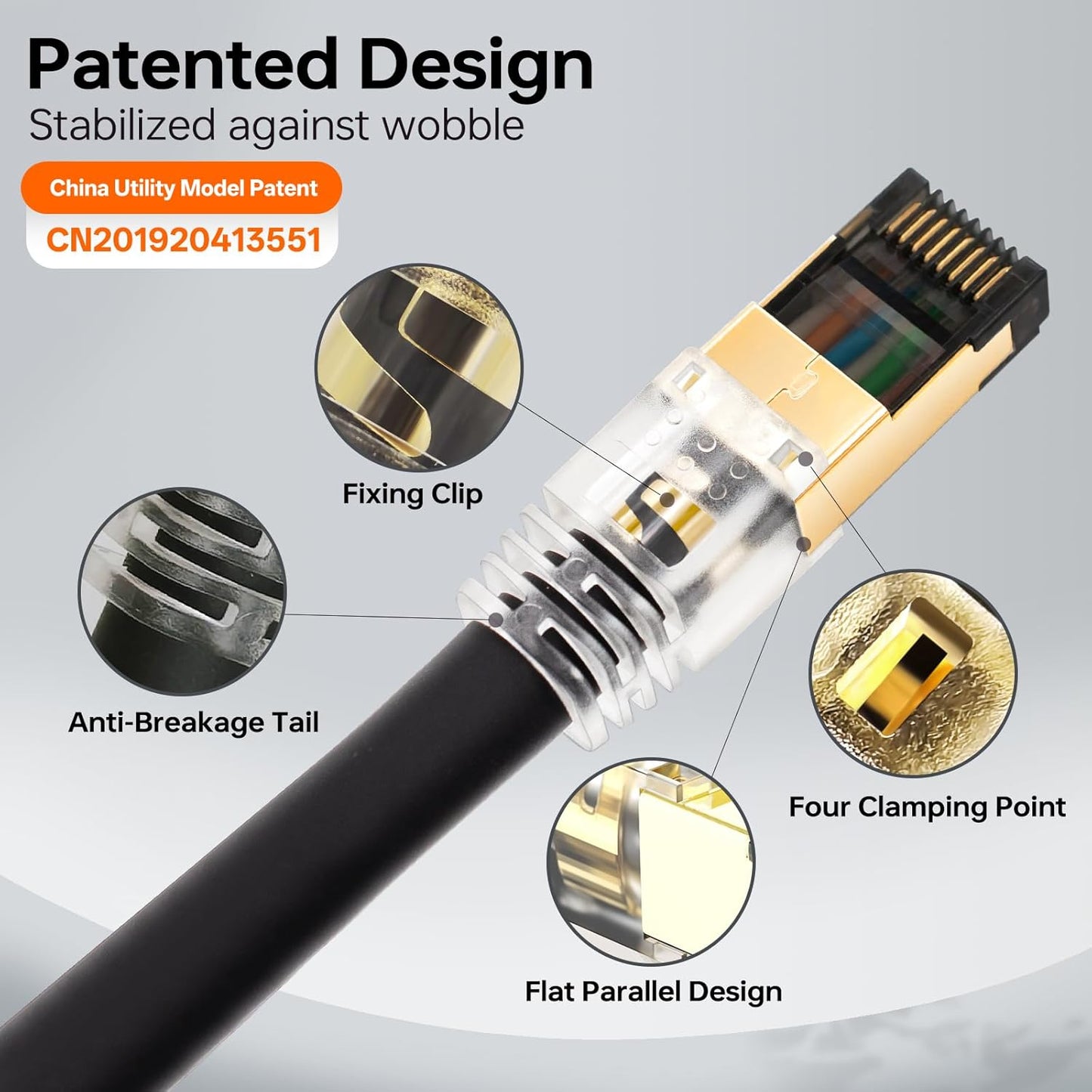 Cable Ethernet Cat8 50ft blindado 40gbps comp