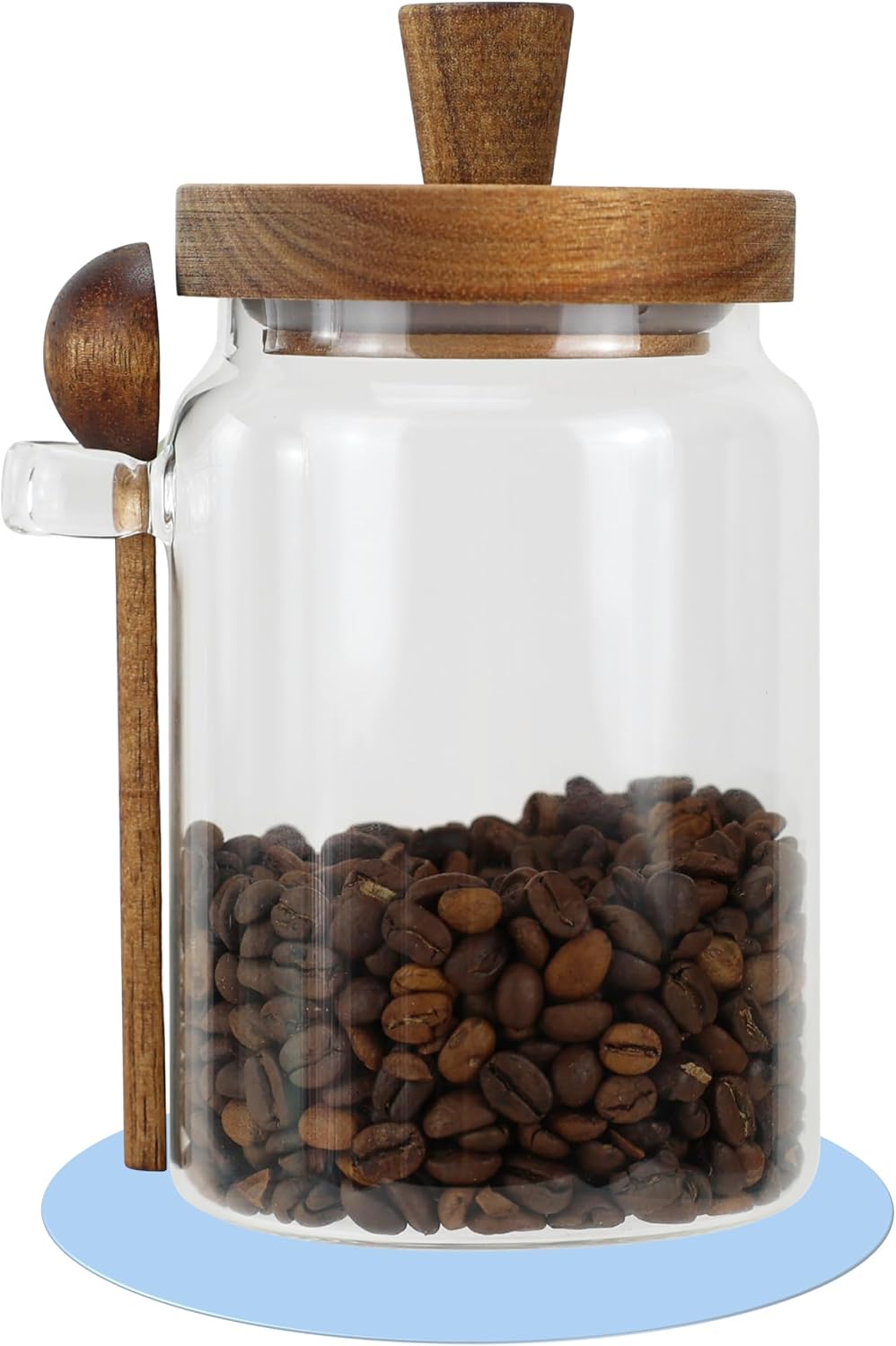 Tarros vidrio con tapa madera 770ml para azúcar café