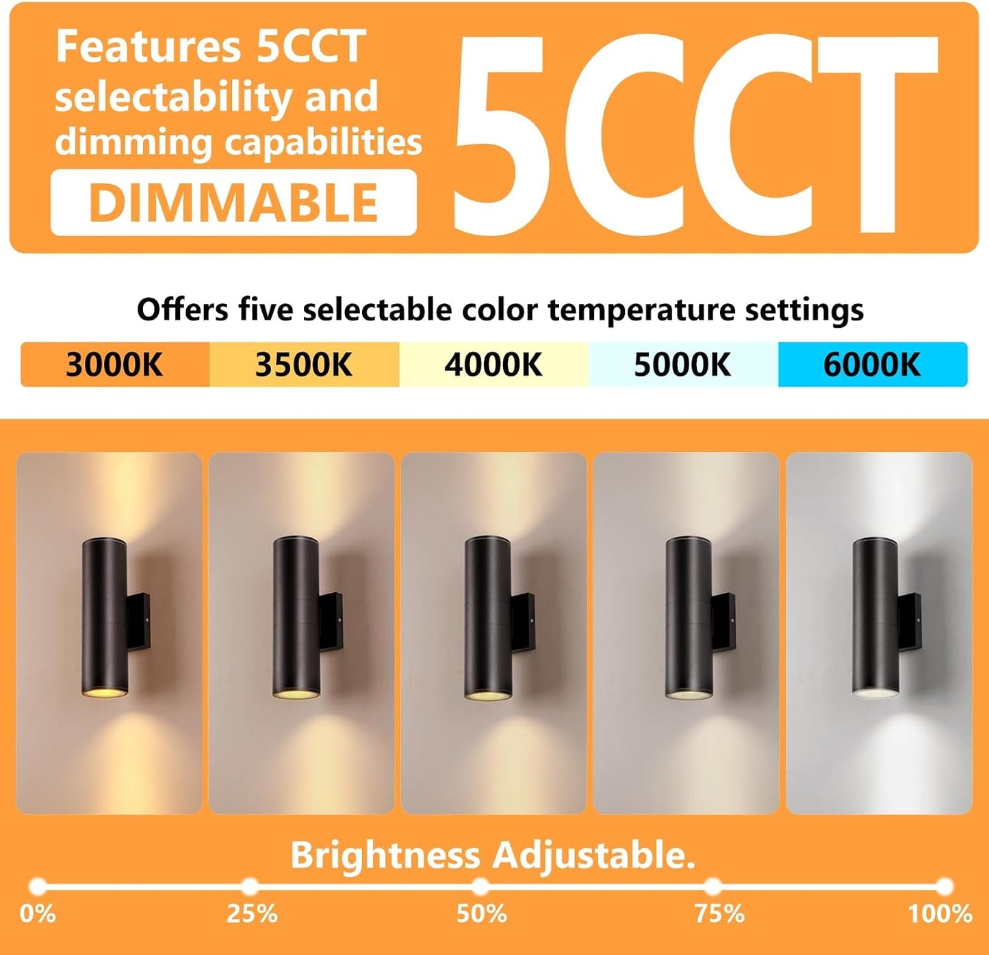 Luces pared exterior pack 2 LED 3000-6000K aluminio