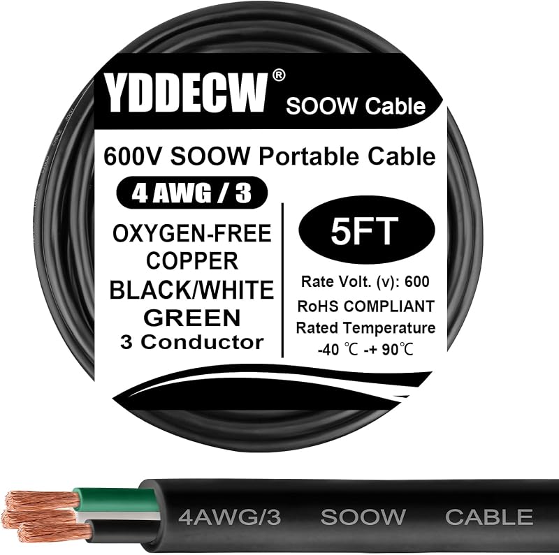 Cable potencia 1.5m 4 AWG SOOW 600V para motor luces batería