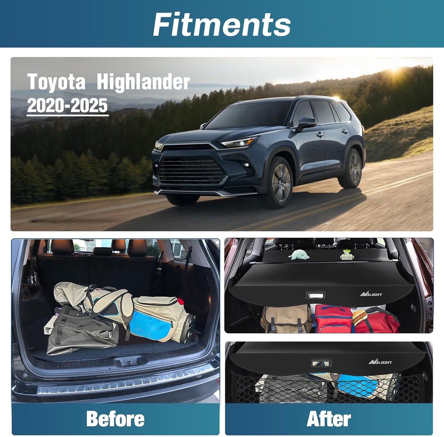 Funda carga Toyota Highlander con red almacenamiento