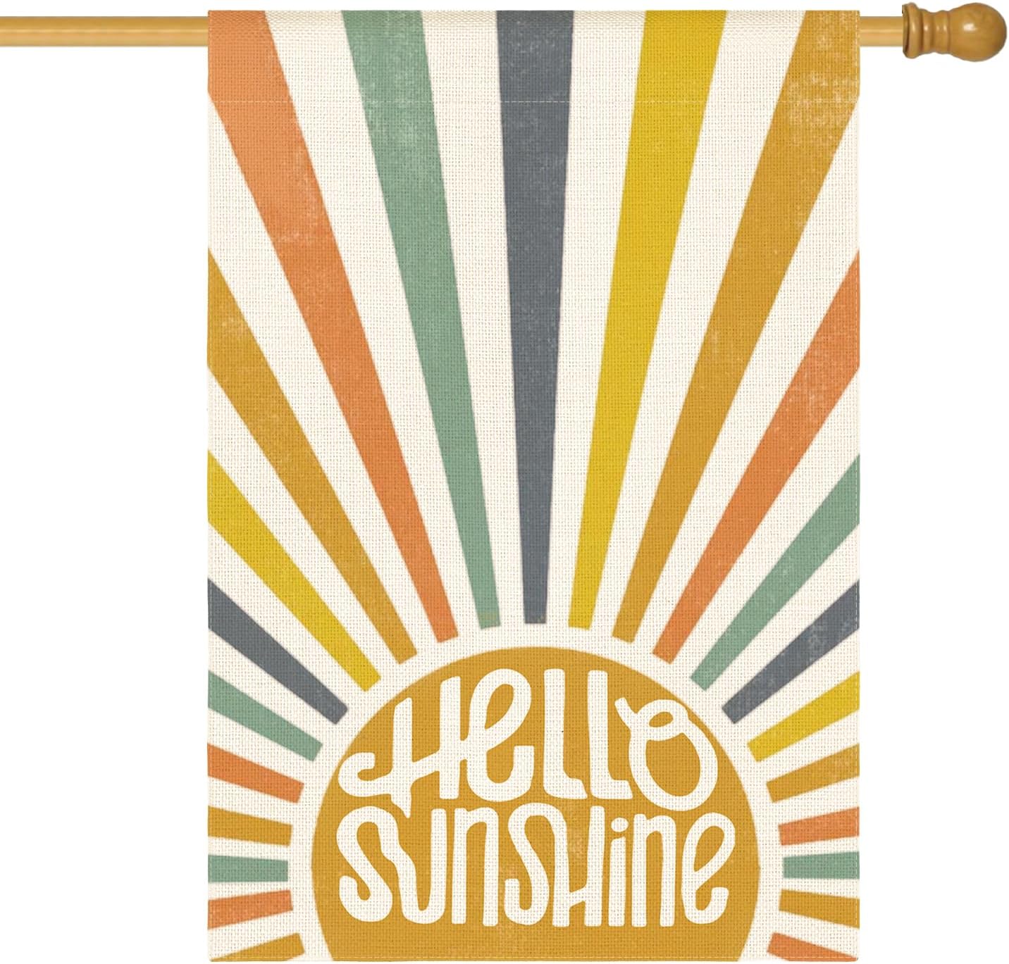 Bandera Hello Sunshine 28x40" doble cara exterior resistente
