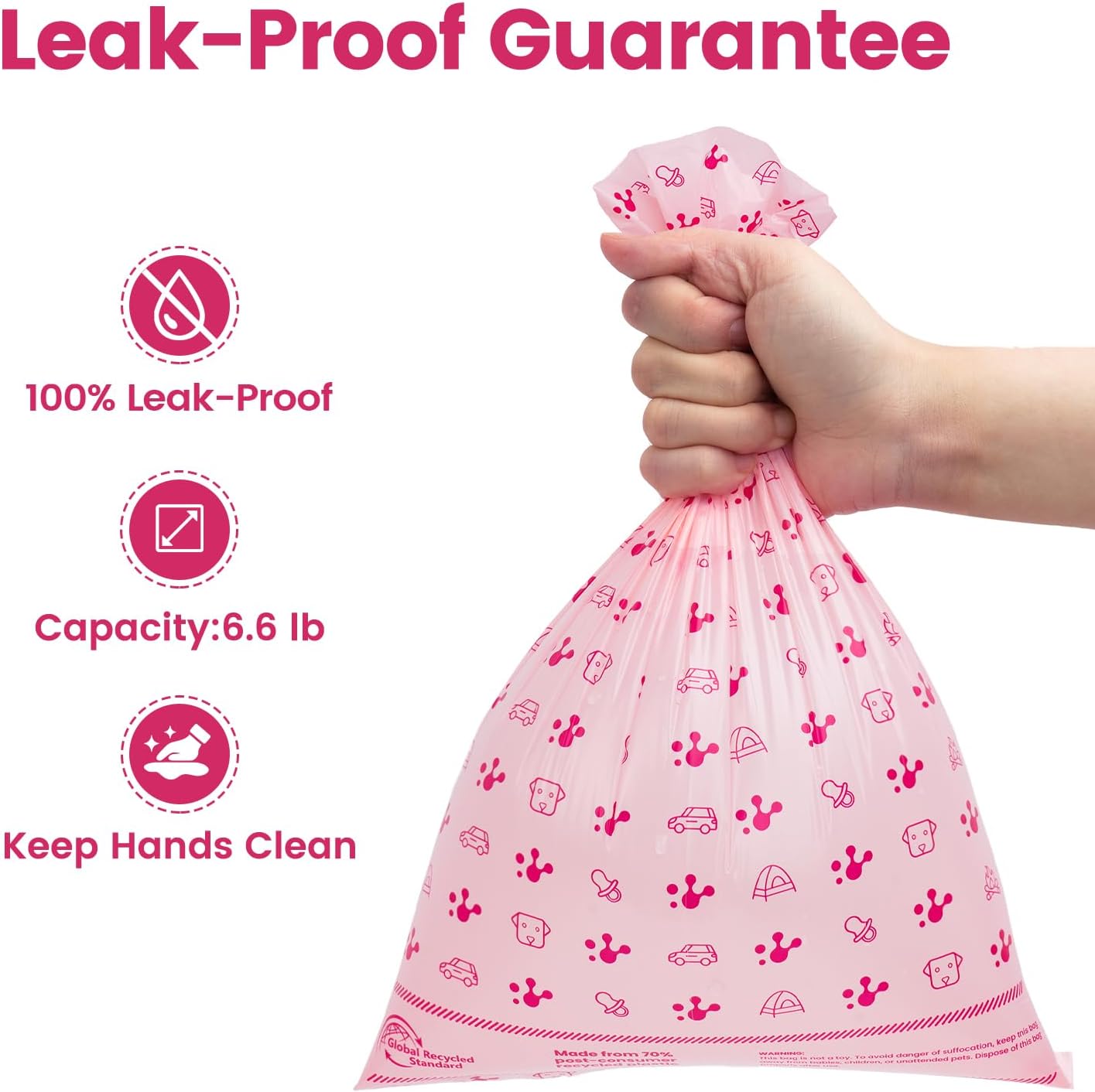Bolsas excrementos perro a prueba fugas 70% reciclado 270uds color