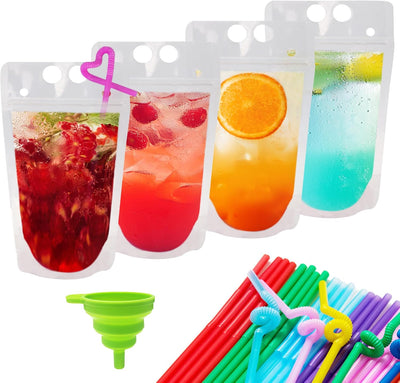 100 Bolsas Reutilizables 16oz para Bebidas Frías y Calientes
